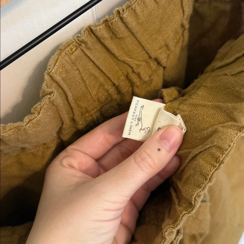 Notperfectlinen NPL Bronze brown high rise shorts - Picture 3 of 4